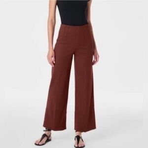 Spanx Stretch Twill Cropped Wide Leg Pants in Hickory, Size L tall, Euc